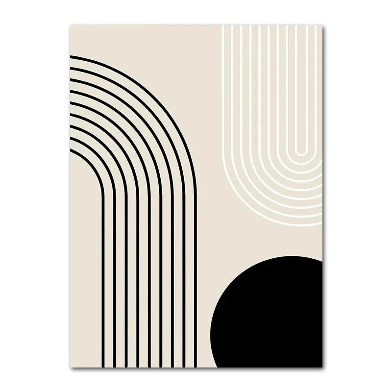 Geometric Leaf Rainbow Boho Canvas Wall Art | Nordic Abstract Poster