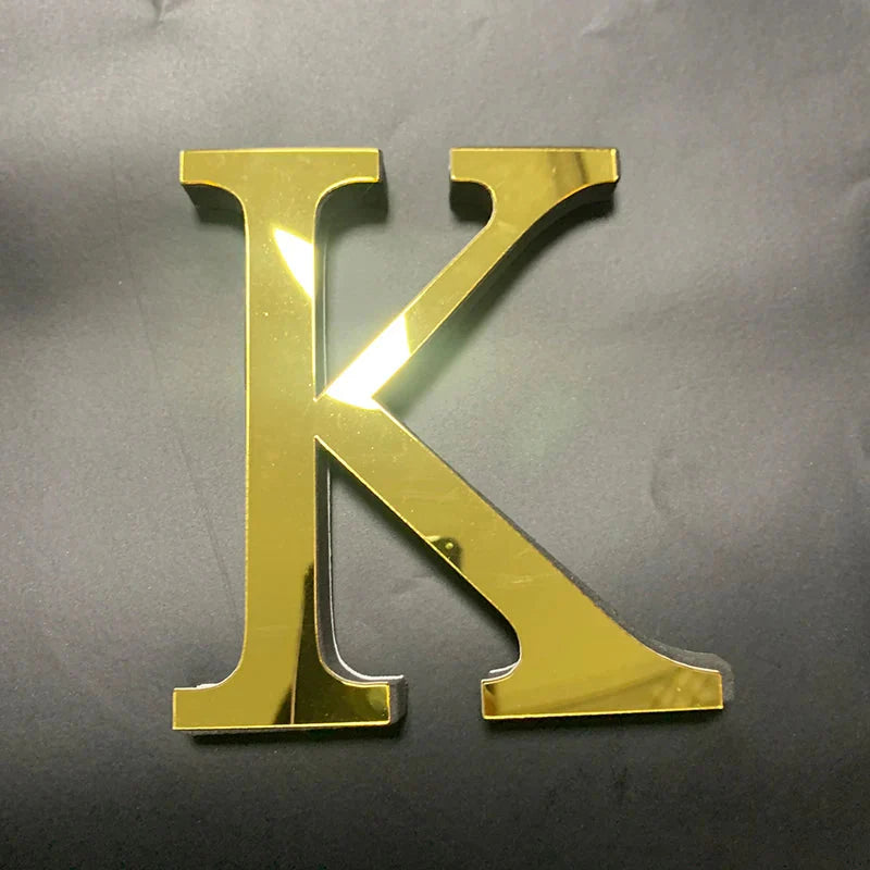 Gold Mirror 3D Letter Wall Stickers – Acrylic Peel & Stick Decor