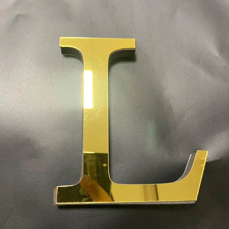 Gold Mirror 3D Letter Wall Stickers – Acrylic Peel & Stick Decor