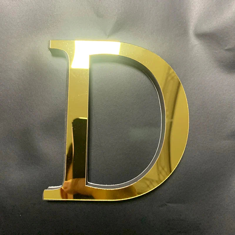 Gold Mirror 3D Letter Wall Stickers – Acrylic Peel & Stick Decor