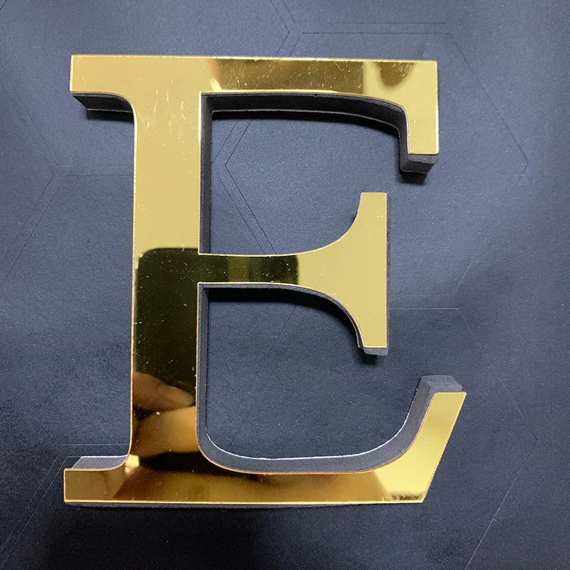Gold Mirror 3D Letter Wall Stickers – Acrylic Peel & Stick Decor