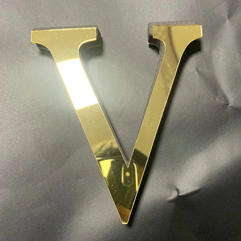 Gold Mirror 3D Letter Wall Stickers – Acrylic Peel & Stick Decor