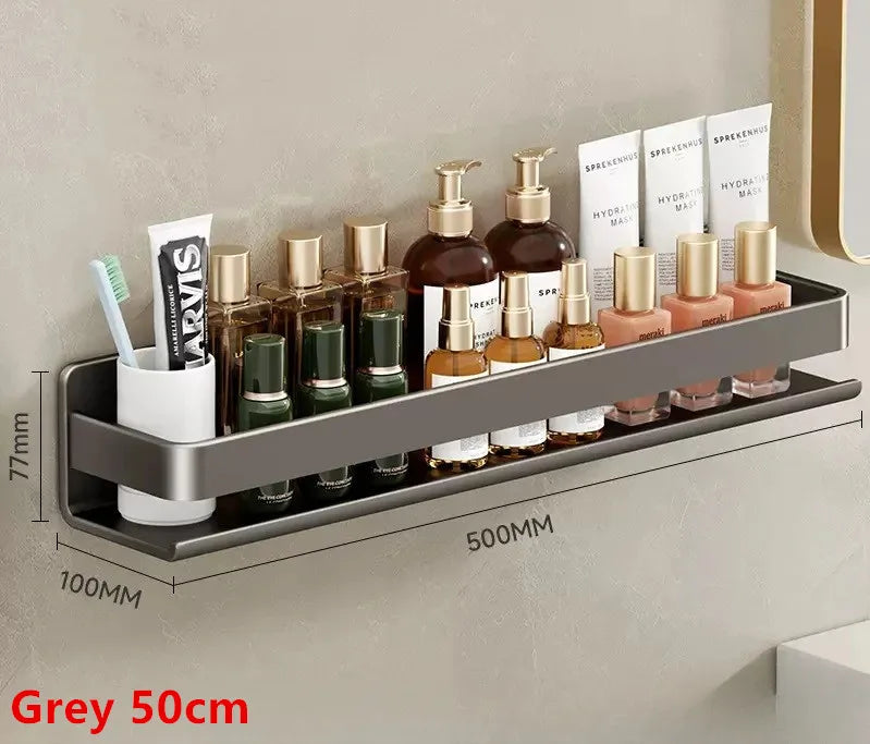 Bathroom Shelf Wall-Mounted Spice Rack Multifunctional Item Shelf Condiment Storage Shampoo Organizer Rack Kitchen Accessories