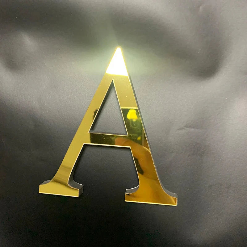 Gold Mirror 3D Letter Wall Stickers – Acrylic Peel & Stick Decor