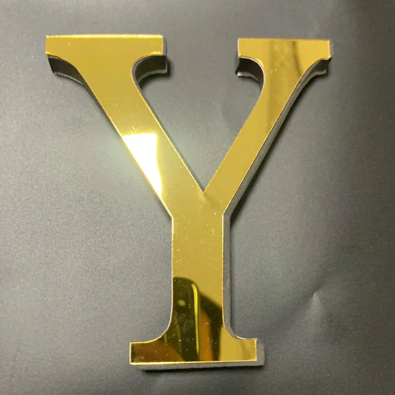 Gold Mirror 3D Letter Wall Stickers – Acrylic Peel & Stick Decor
