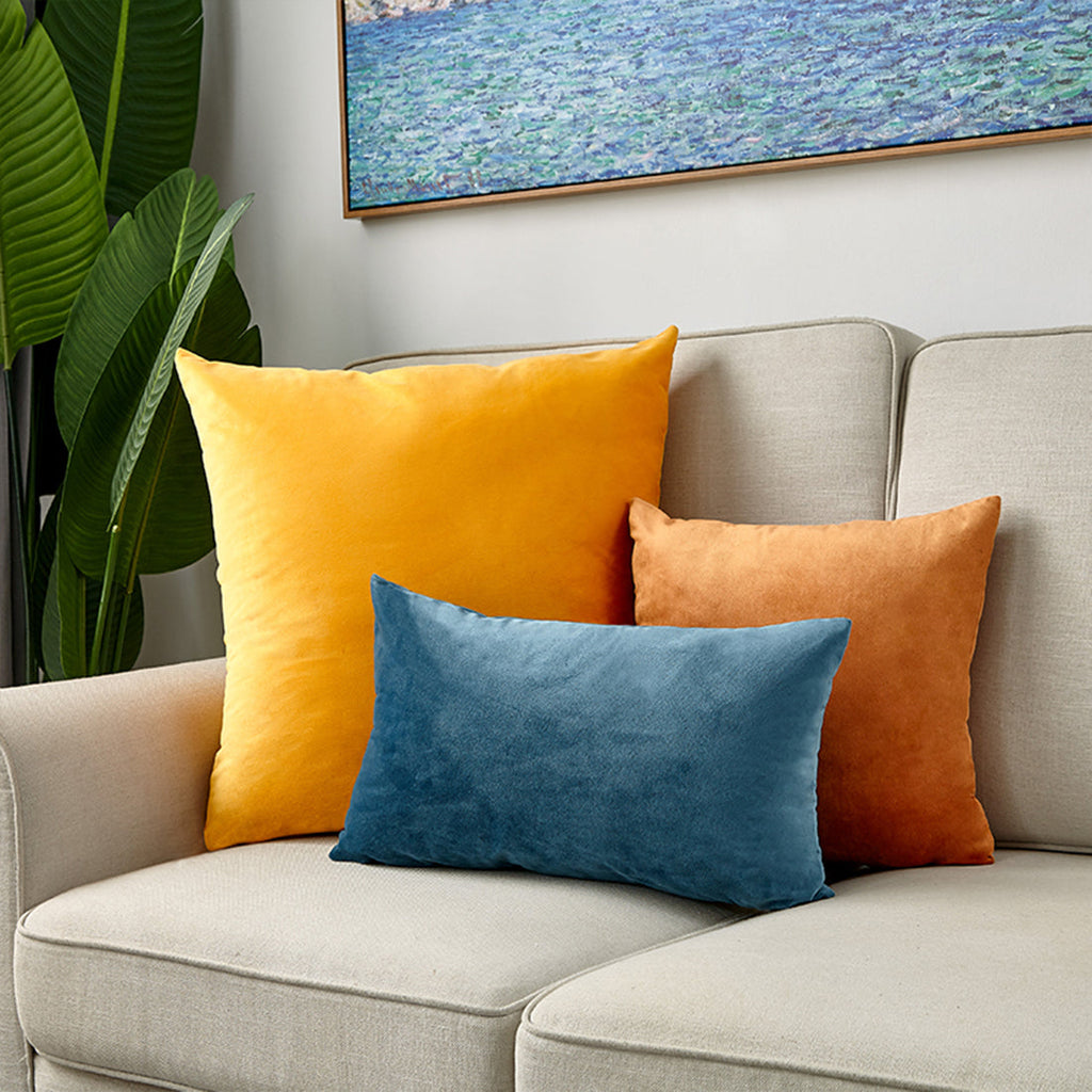 12''x20'' luxe velvet lumbar pillow | 9 colors soft & elegant solid design | modern couch, bed & chair accent | insert included