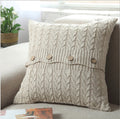 Cable knit throw pillow cover with 3 buttons closure, cover only size 18"x18"