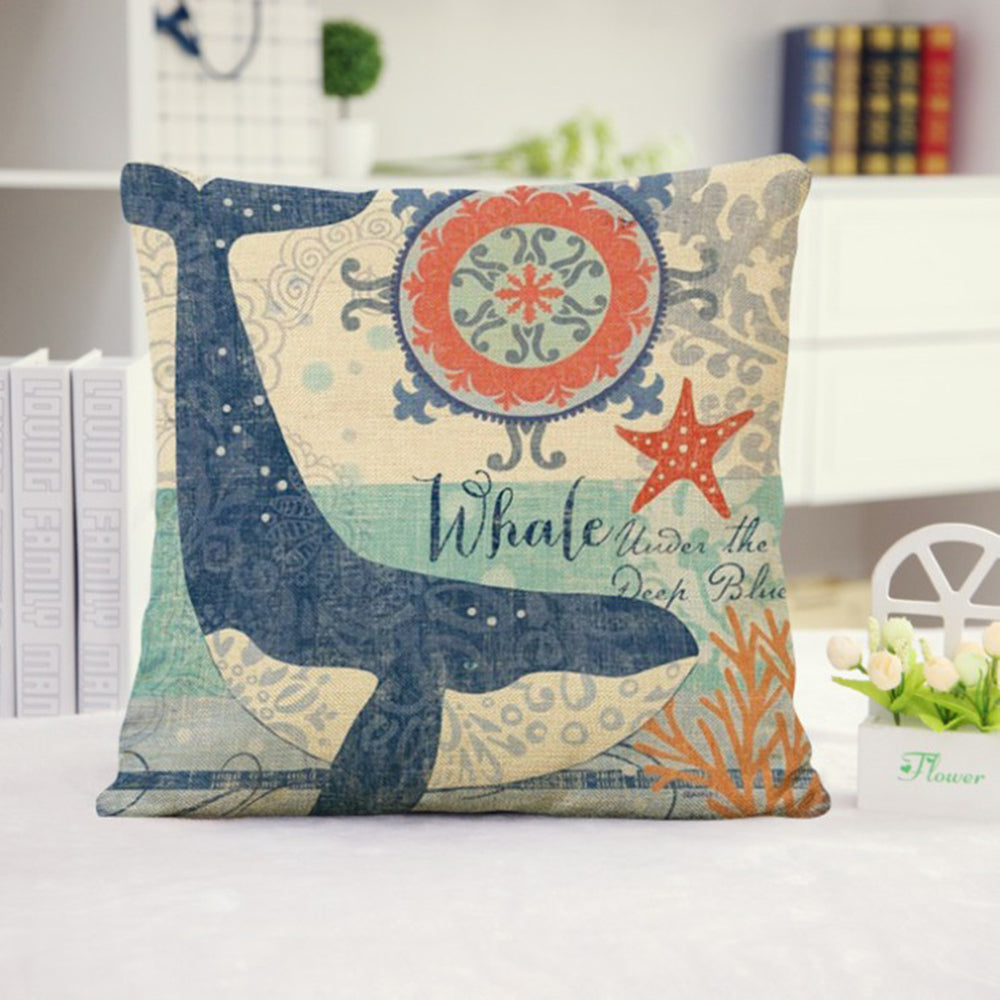 18''x18'' coastal print throw pillow | 15 designs nautical & beach themed | rustic seaside accent | insert included