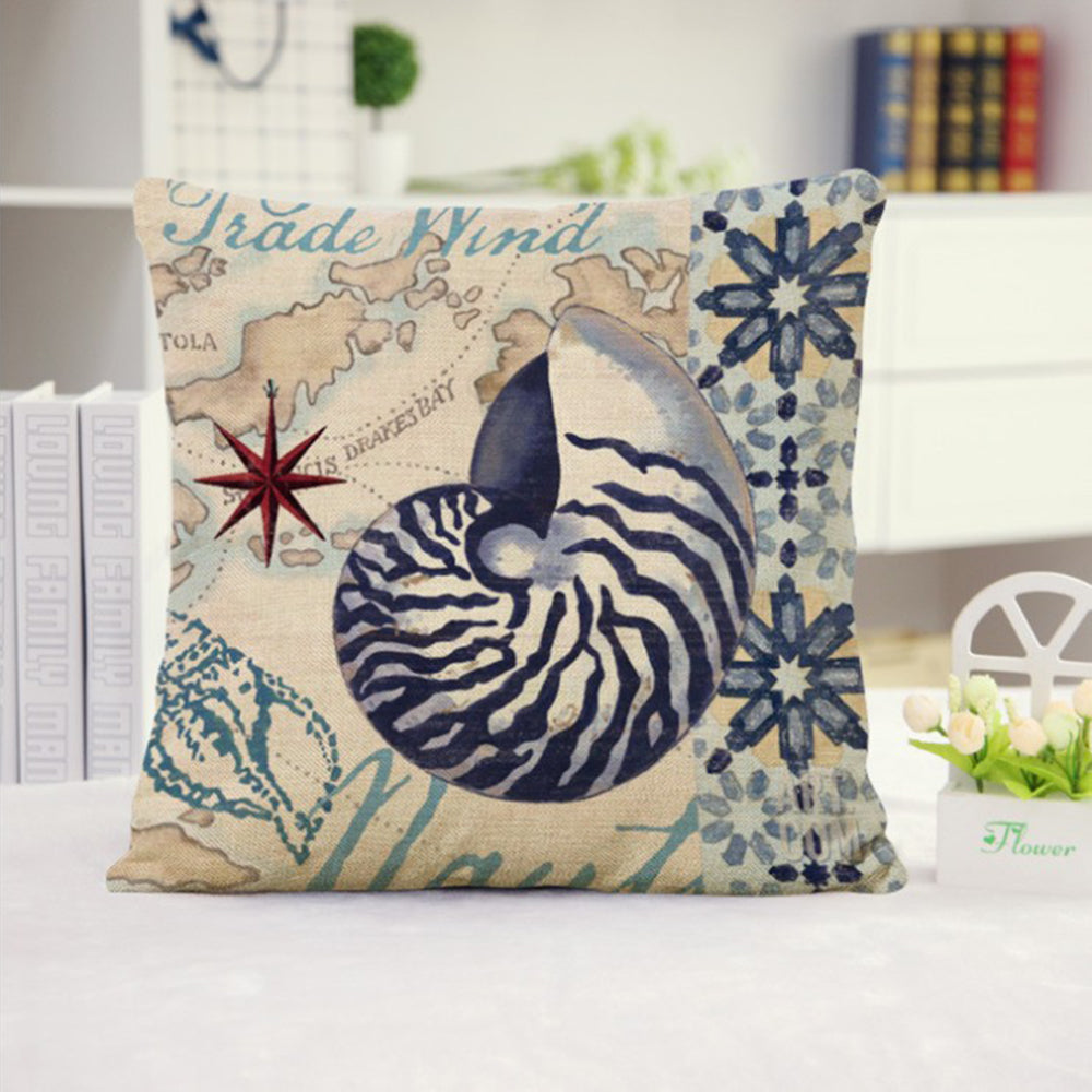 18''x18'' coastal print throw pillow | 15 designs nautical & beach themed | rustic seaside accent | insert included
