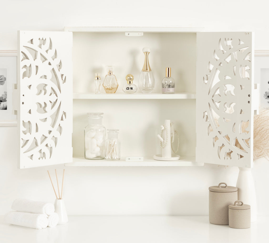 Saanvi Carved Wood Wall Cabinet