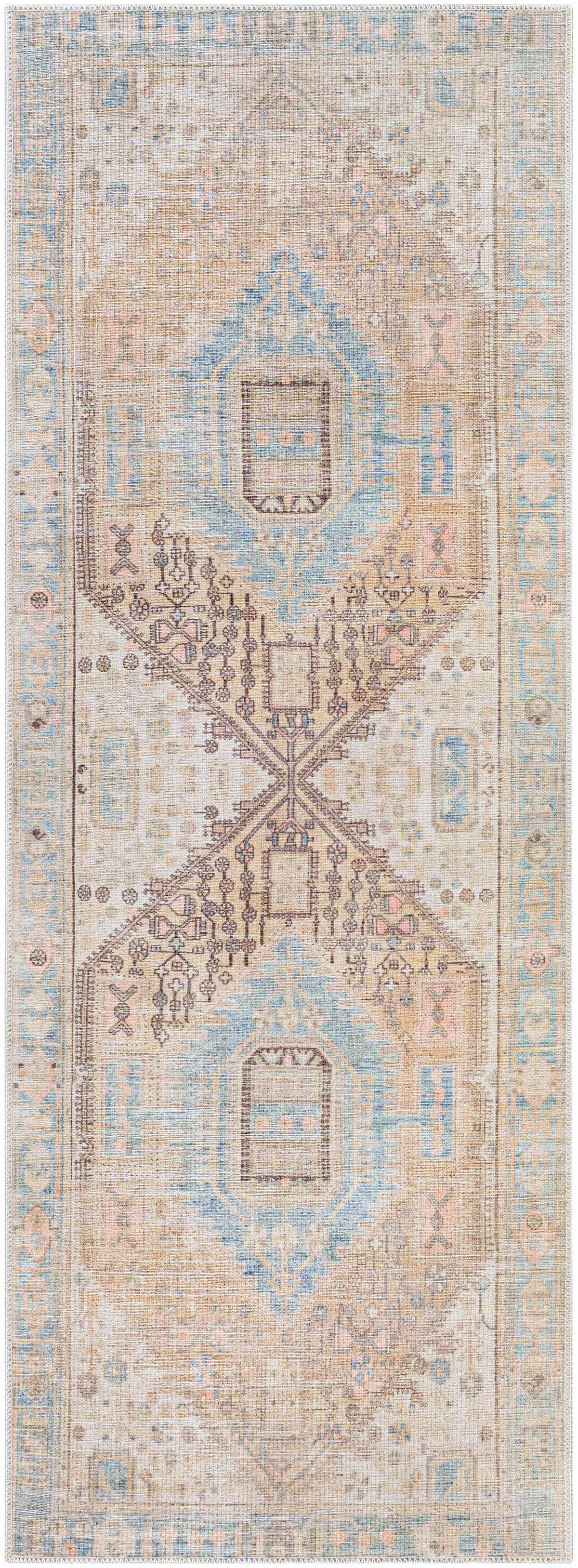 Light Olive Baloy Washable 7ft Runner Rug