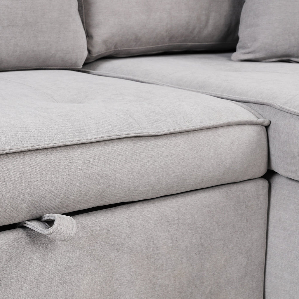 104.5" Pull Out Sleeper Sofa Reversible L-Shape Sectional Couch