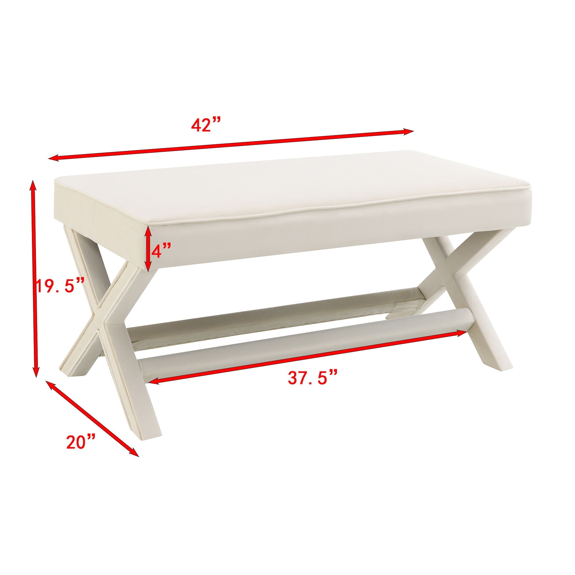 Comfort Double Bench Upholstered With X Crossed Legs