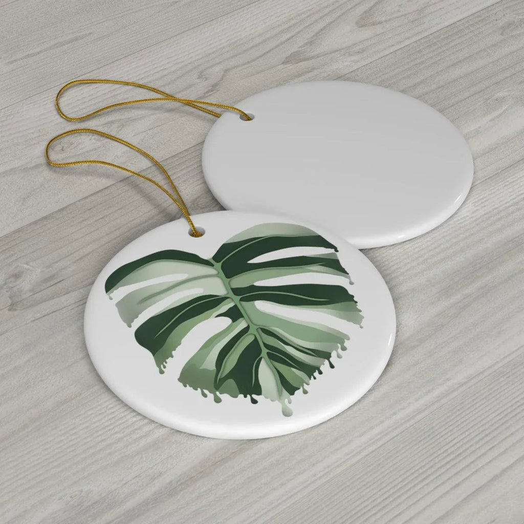 Melting Monstera Albo Ceramic Ornament