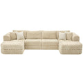 Modular Sectional Sofa, Boneless Couch With 2 Movable Ottomans