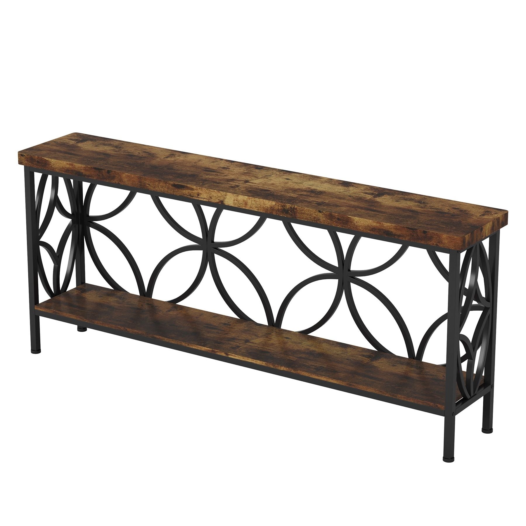 2-Tier Console Table, Industrial Sofa Table Behind Couch