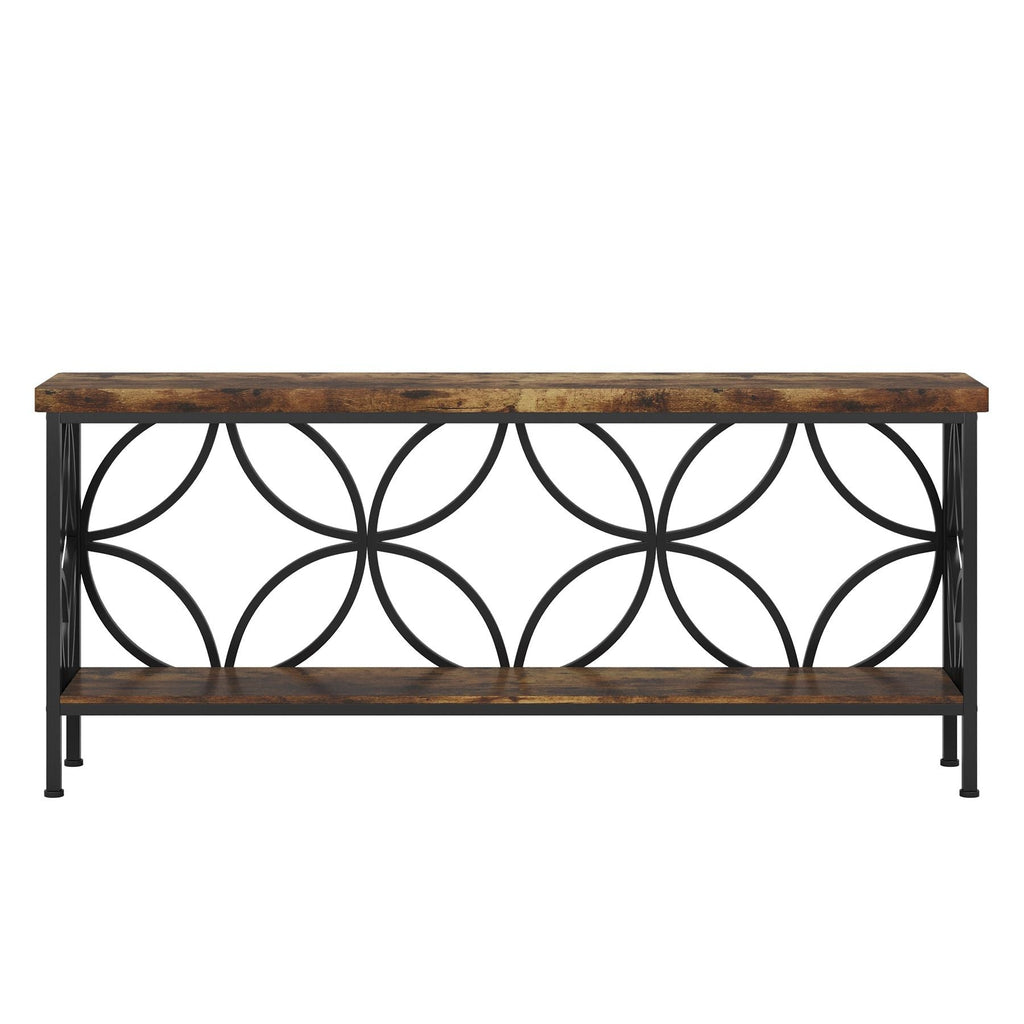 2-Tier Console Table, Industrial Sofa Table Behind Couch