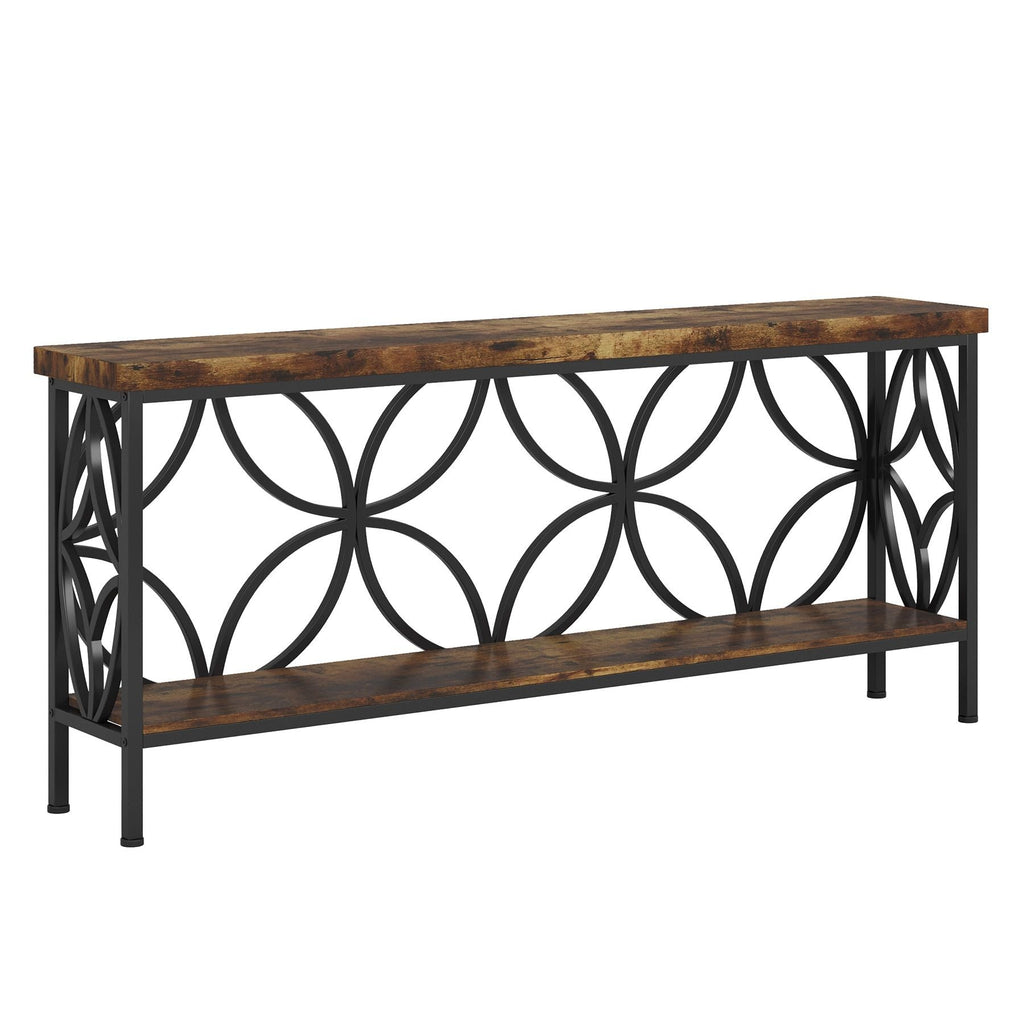 2-Tier Console Table, Industrial Sofa Table Behind Couch