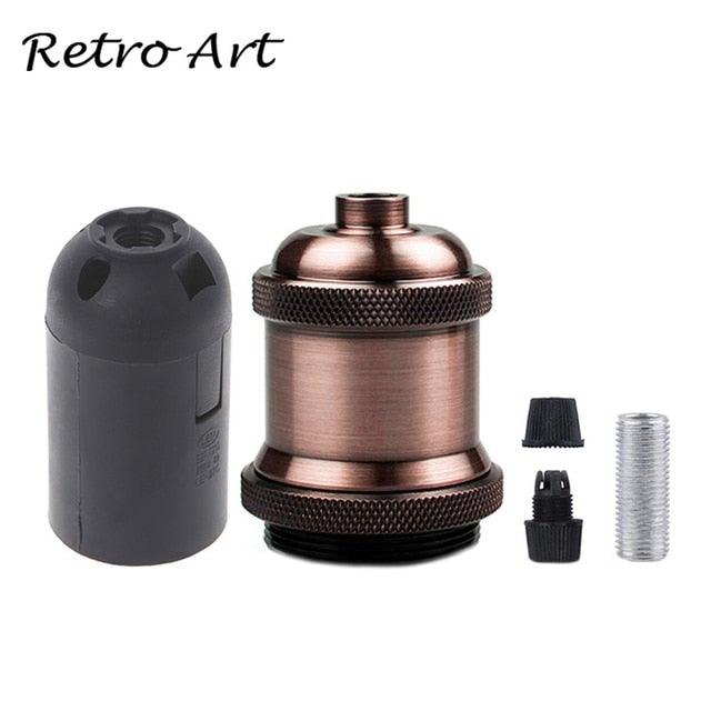 E26/E27 Screw Light Bulb Socket Edison Retro Pendant Lamp Holder Vintage Pendant Light Fitting, Retro Industrial Style E27 Lamp Holder 1 Meter 3-Wire Cord Adjustable Hanging Light Kit DIY Ceramics Bulb Holder