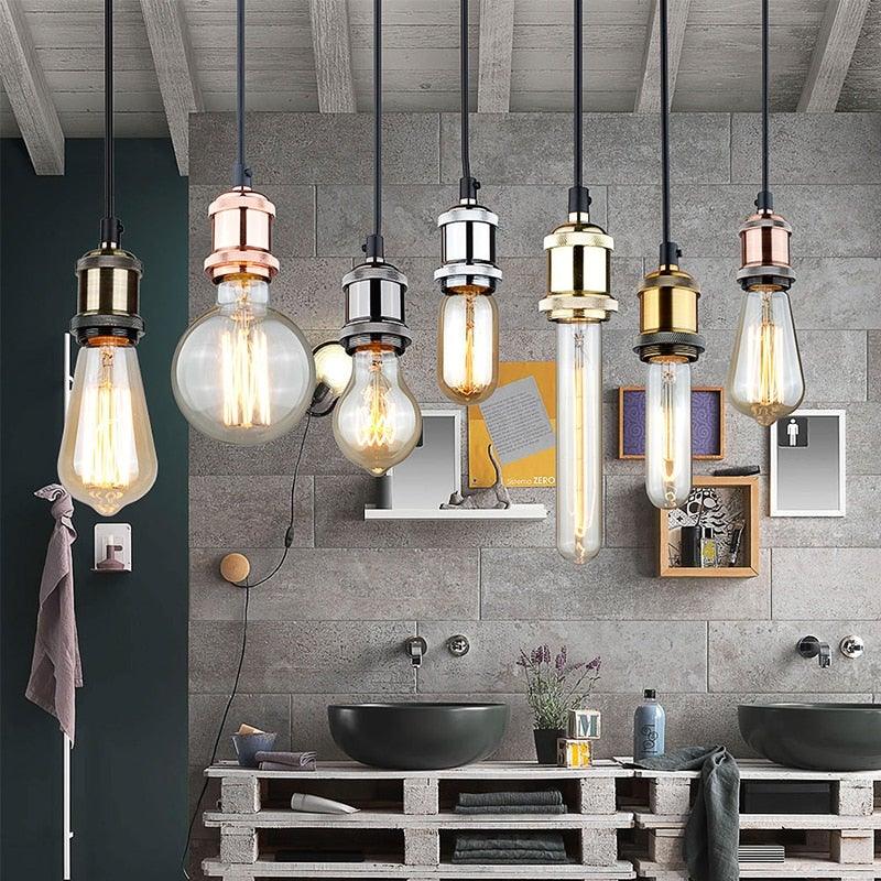 E26/E27 Screw Light Bulb Socket Edison Retro Pendant Lamp Holder Vintage Pendant Light Fitting, Retro Industrial Style E27 Lamp Holder 1 Meter 3-Wire Cord Adjustable Hanging Light Kit DIY Ceramics Bulb Holder
