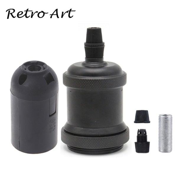 E26/E27 Screw Light Bulb Socket Edison Retro Pendant Lamp Holder Vintage Pendant Light Fitting, Retro Industrial Style E27 Lamp Holder 1 Meter 3-Wire Cord Adjustable Hanging Light Kit DIY Ceramics Bulb Holder