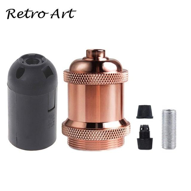 E26/E27 Screw Light Bulb Socket Edison Retro Pendant Lamp Holder Vintage Pendant Light Fitting, Retro Industrial Style E27 Lamp Holder 1 Meter 3-Wire Cord Adjustable Hanging Light Kit DIY Ceramics Bulb Holder