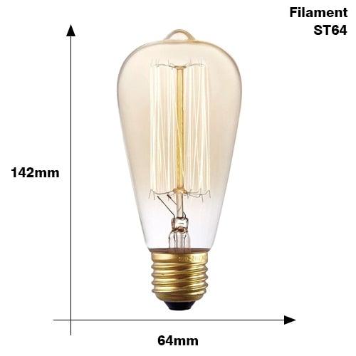 E27 Retro Edison Bulb AC 220V 110V 40W Dimmable Vintage Edison Light bulb ST64 G80 G95 T225 T300 Incandescent Lamp Edison Lamp Bravelight Antique Vintage Light Bulbs, T64 40W 2700K Warm Dimmable, Squirrel Cage Filament Edison Light Bulb for Table Lamp