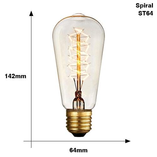 E27 Retro Edison Bulb AC 220V 110V 40W Dimmable Vintage Edison Light bulb ST64 G80 G95 T225 T300 Incandescent Lamp Edison Lamp Bravelight Antique Vintage Light Bulbs, T64 40W 2700K Warm Dimmable, Squirrel Cage Filament Edison Light Bulb for Table Lamp