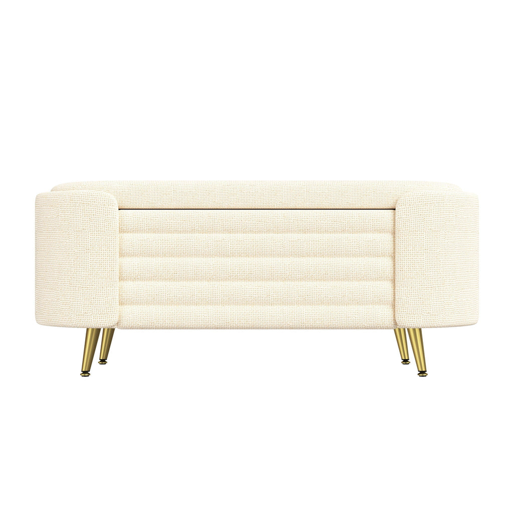 Modern Oval Storage Ottoman With Upholstery