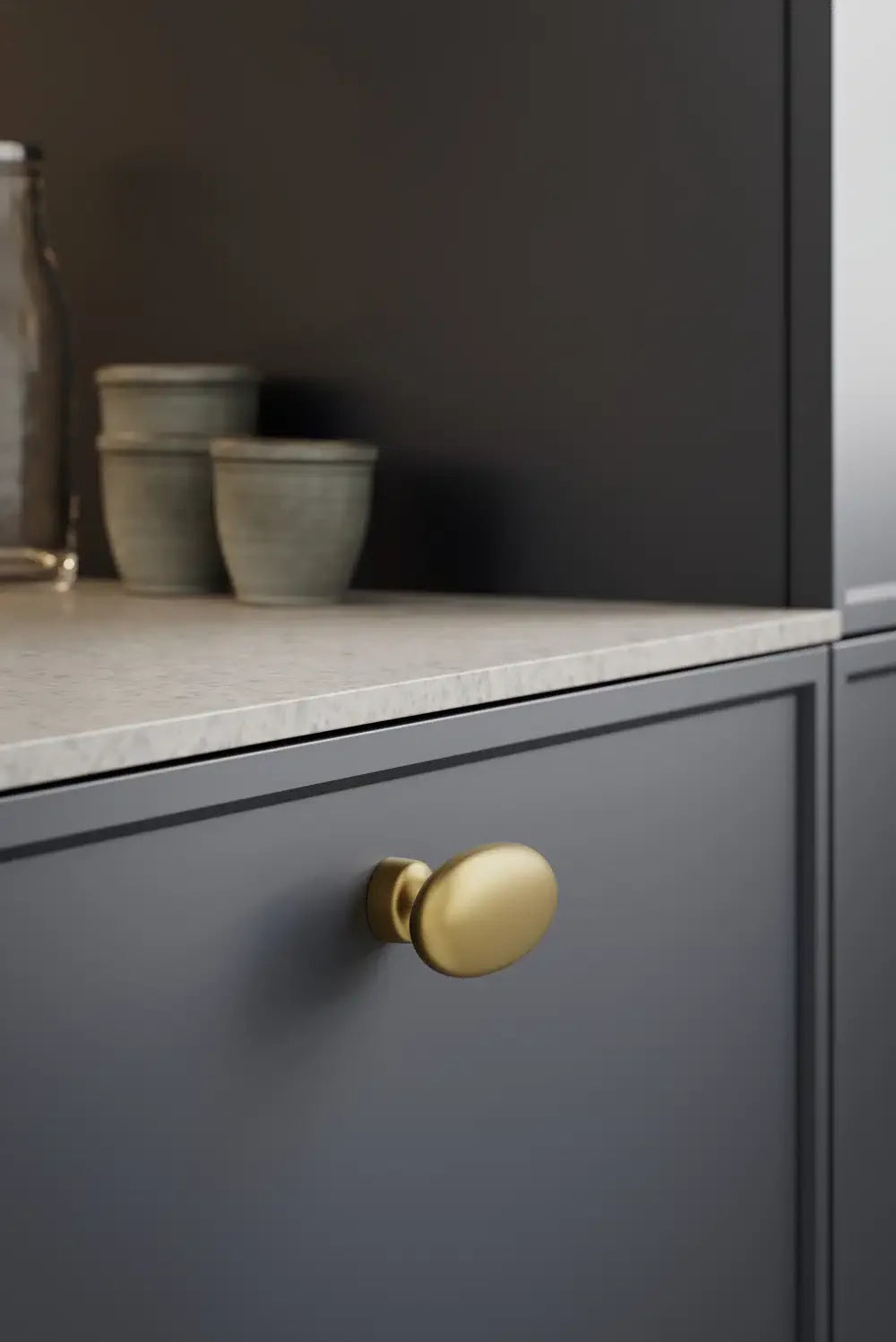 Dark Brushed Gold "Baron" Cup Pull and Knobs