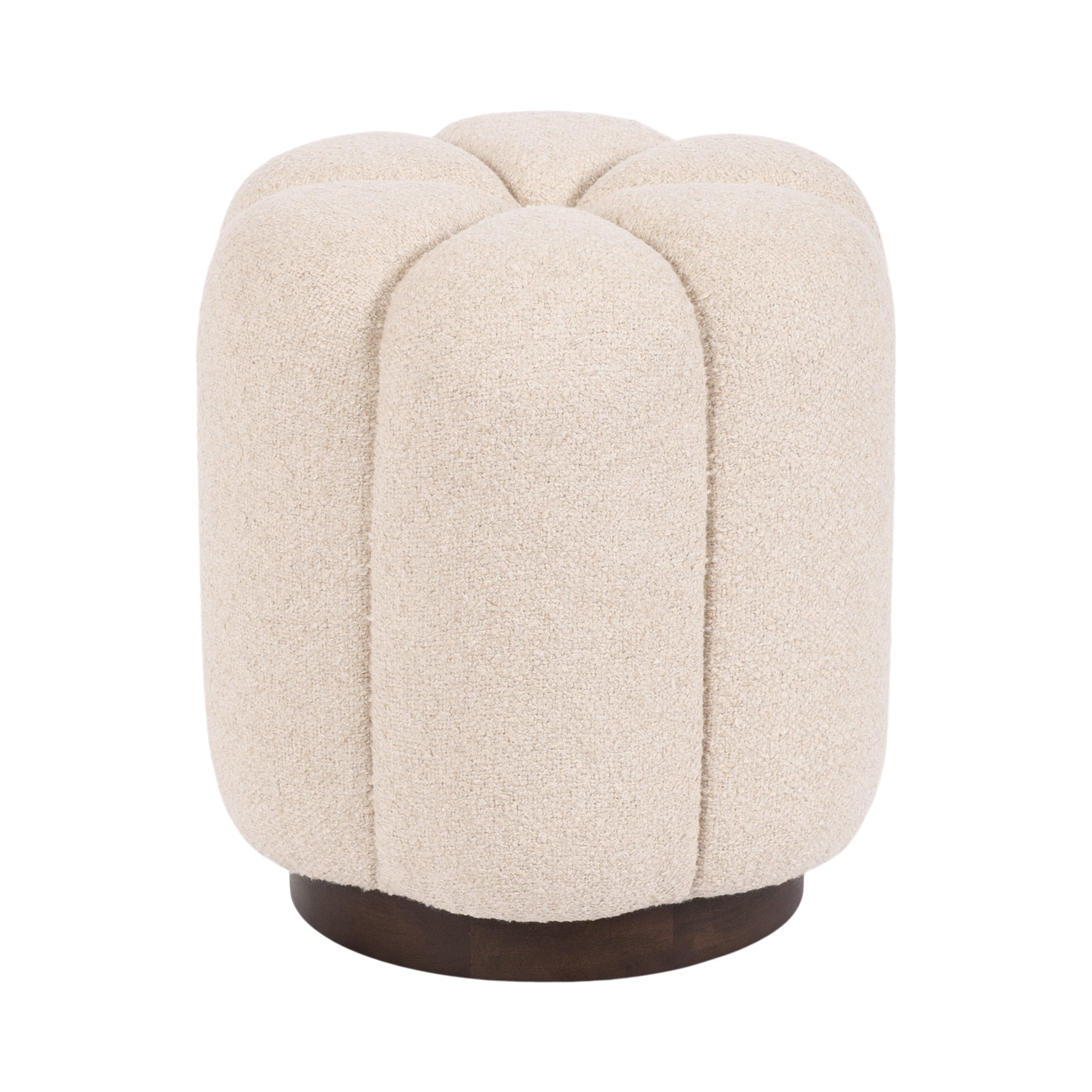 Lucida Round Tufted Ottoman Fabric and Wood
