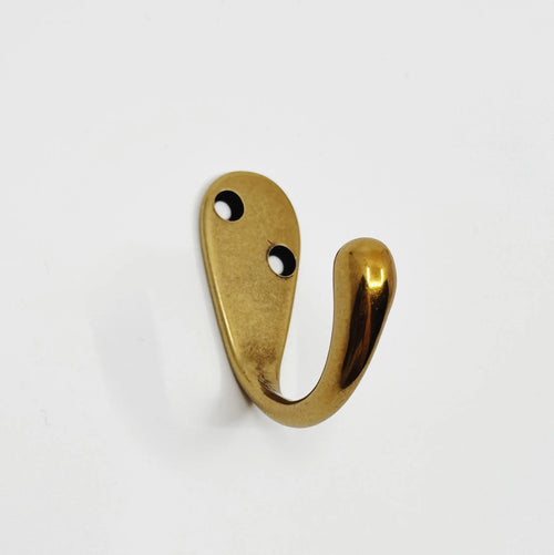 Antique Brass "Capri" Single Modern Wall Hat and Coat Hook