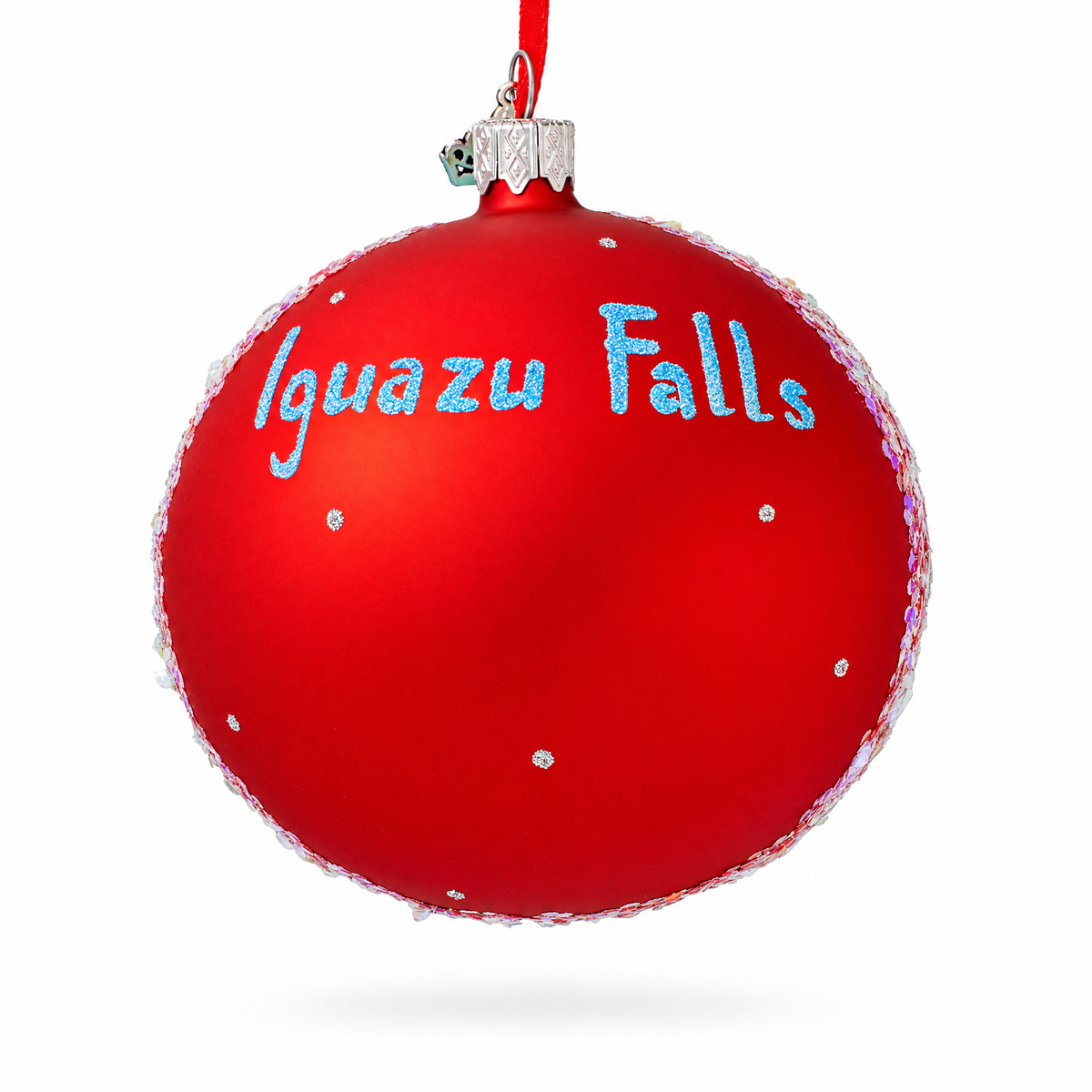 Iguazu Falls, Brazil and Argentina Glass Ball Christmas Ornament 4 Inches
