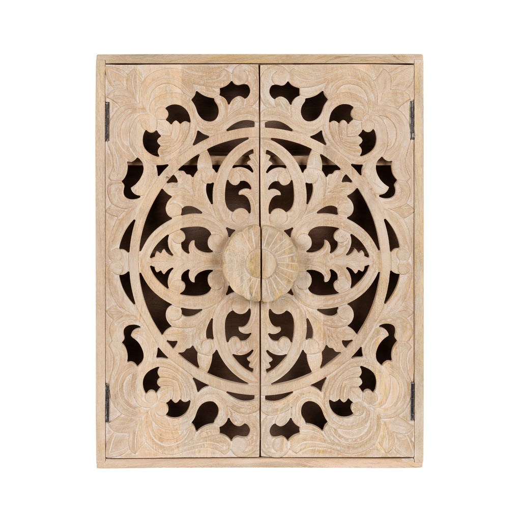 Saanvi Carved Wood Wall Cabinet