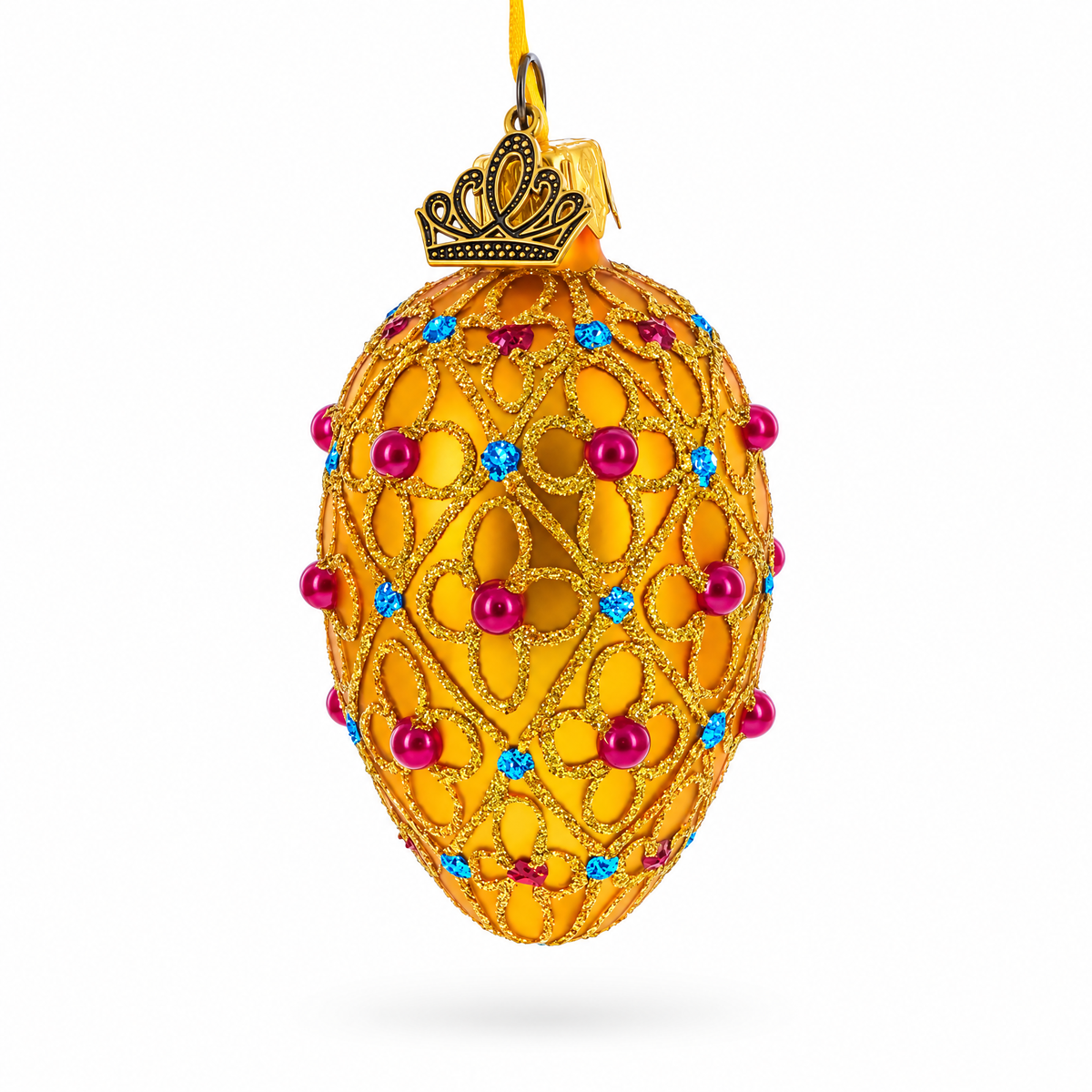 Royal Coronation Mini Glass Egg Ornament 2.9 Inches