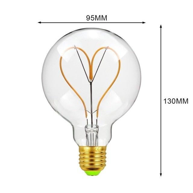 Luxury LED Edison Light Bulb Retro Lamp Industrial Decor Lamp Vintage Edison Filament Hearts Light Bulbs Equivalent Warm Yellow Lamps For Loft Coffee Bar Kitchen Home