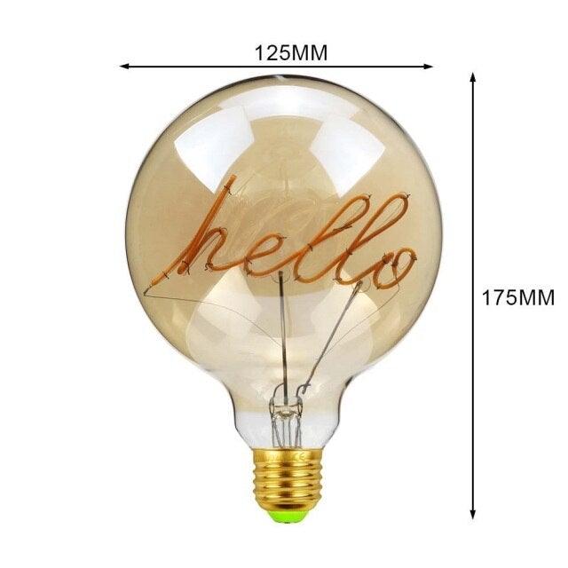 Luxury New LED Edison Bulb Retro Lamp Warm White Creative Letters Vintage Lamp Light Bulb Dimmable Antique Filament Round Decorative Light Bulbs Letters Design