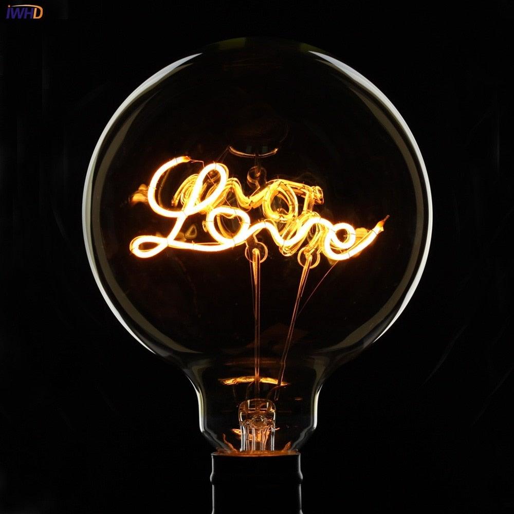 Luxury New LED Edison Bulb Retro Lamp Warm White Creative Letters Vintage Lamp Light Bulb Dimmable Antique Filament Round Decorative Light Bulbs Letters Design