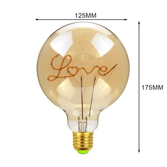 Luxury New LED Edison Bulb Retro Lamp Warm White Creative Letters Vintage Lamp Light Bulb Dimmable Antique Filament Round Decorative Light Bulbs Letters Design