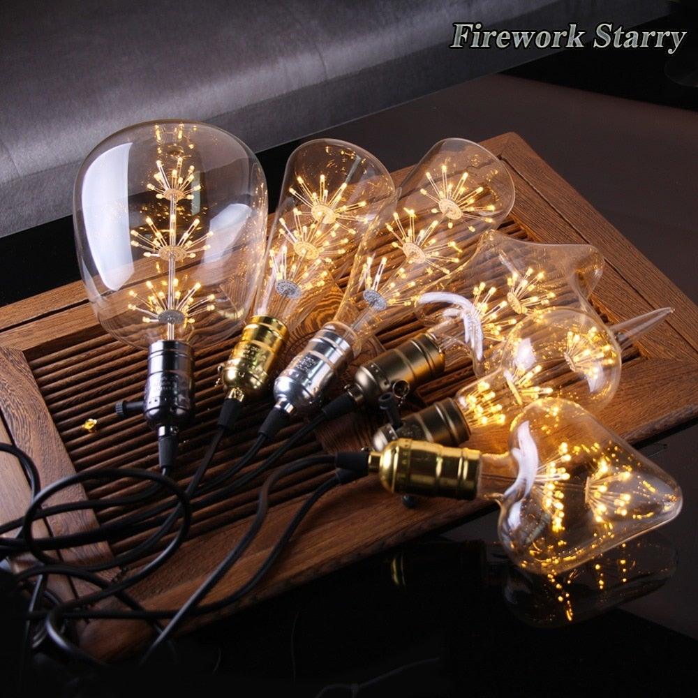 LED Edison Vintage Starry Sky Lamps Firework Non Dimmable Bulbs For Home Christmas Decoration Club Globe Light Bulbs For Bedroom Lamps Pendant Lighting