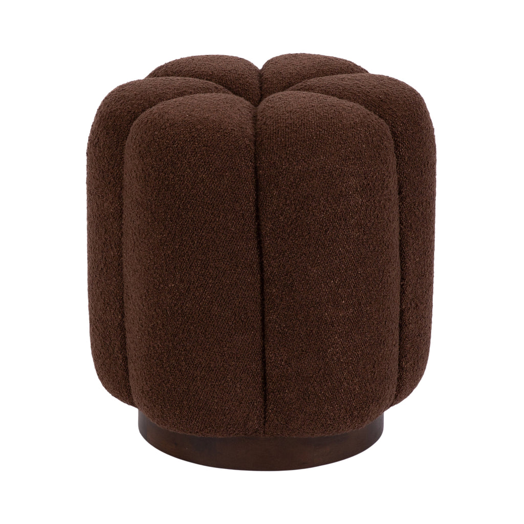 Lucida Round Tufted Ottoman Fabric and Wood
