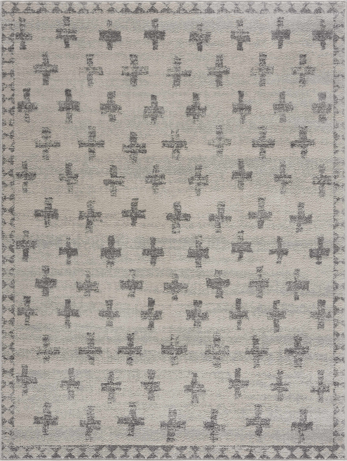 Tigris Swiss Cross Ivory & Gray 2322 Runner Rug