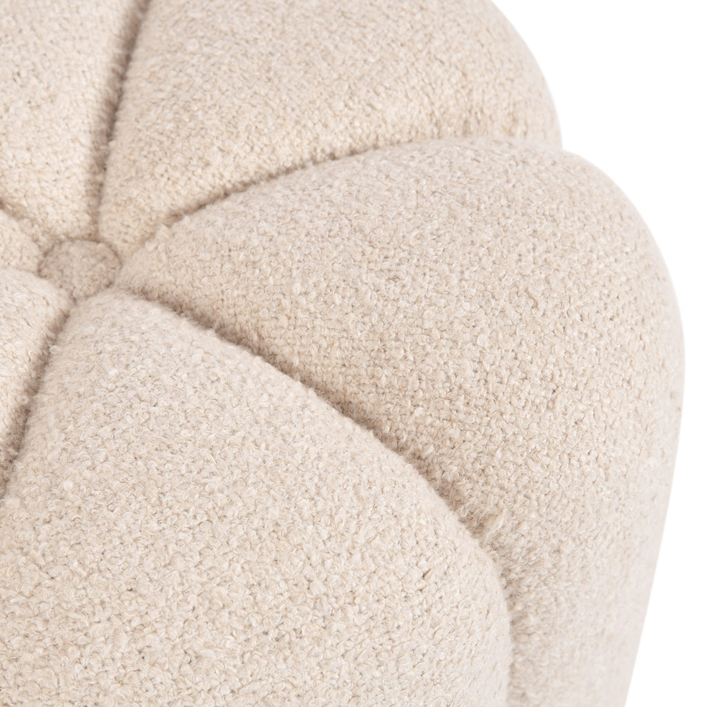 Lucida Round Tufted Ottoman Fabric and Wood
